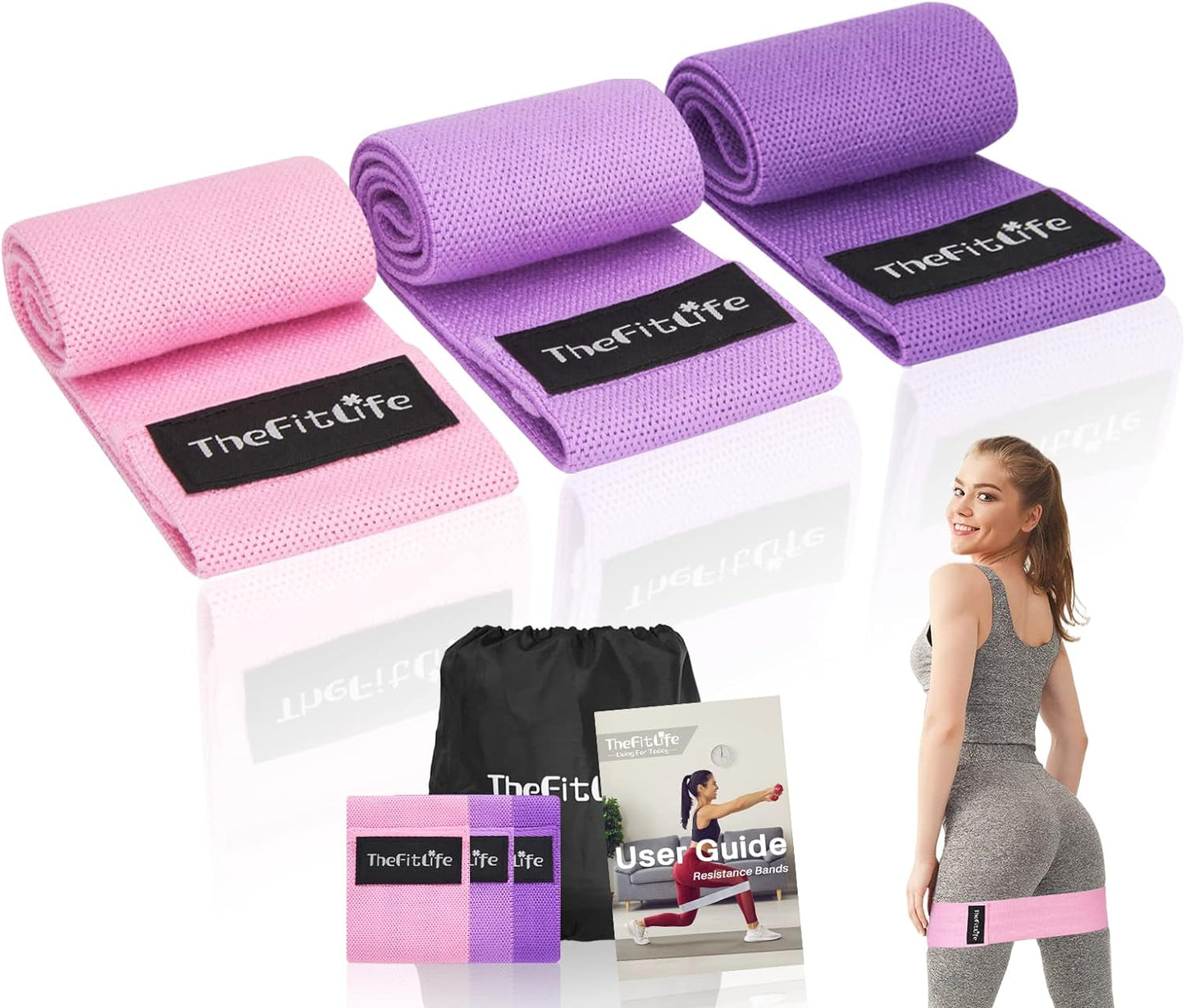 Resistance Exercise Bands for Women - Fabric Workout Bands for Booty, Hip, Glute, Leg, Thigh, Squat, Butt Lift Excersize and Fitness Loop Bands for Home Gym